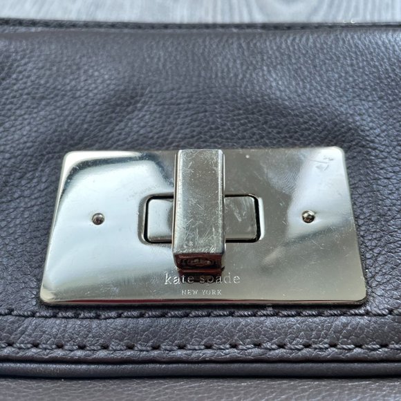 kate spade Gray Leather Crossbody Purse Twistlock Closure - Picture 3 of 13